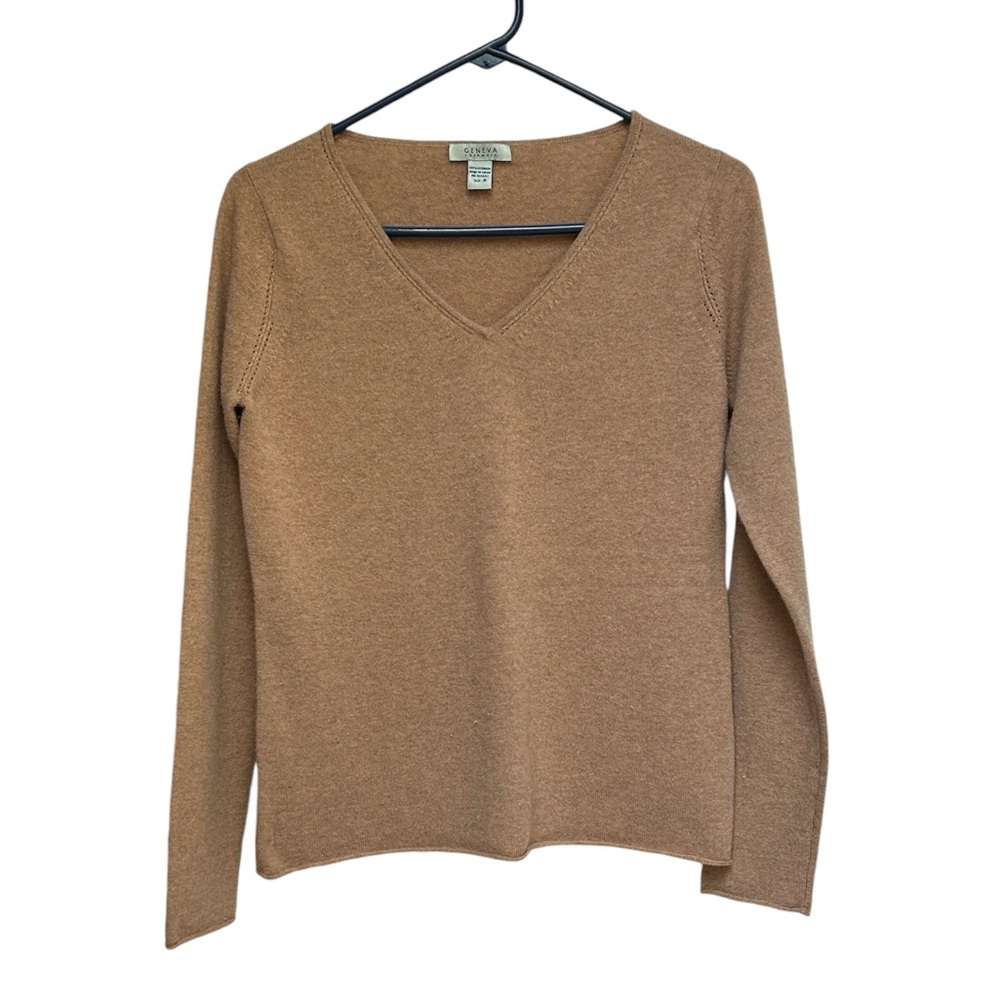 Women’s V neck Cashmere Sweater SzM Butterscotch